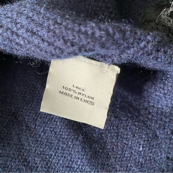Autumn Cashmere Navy Blue Crewneck 100% Cashmere Sweater with Black Lace Size S - Picture 6 of 6